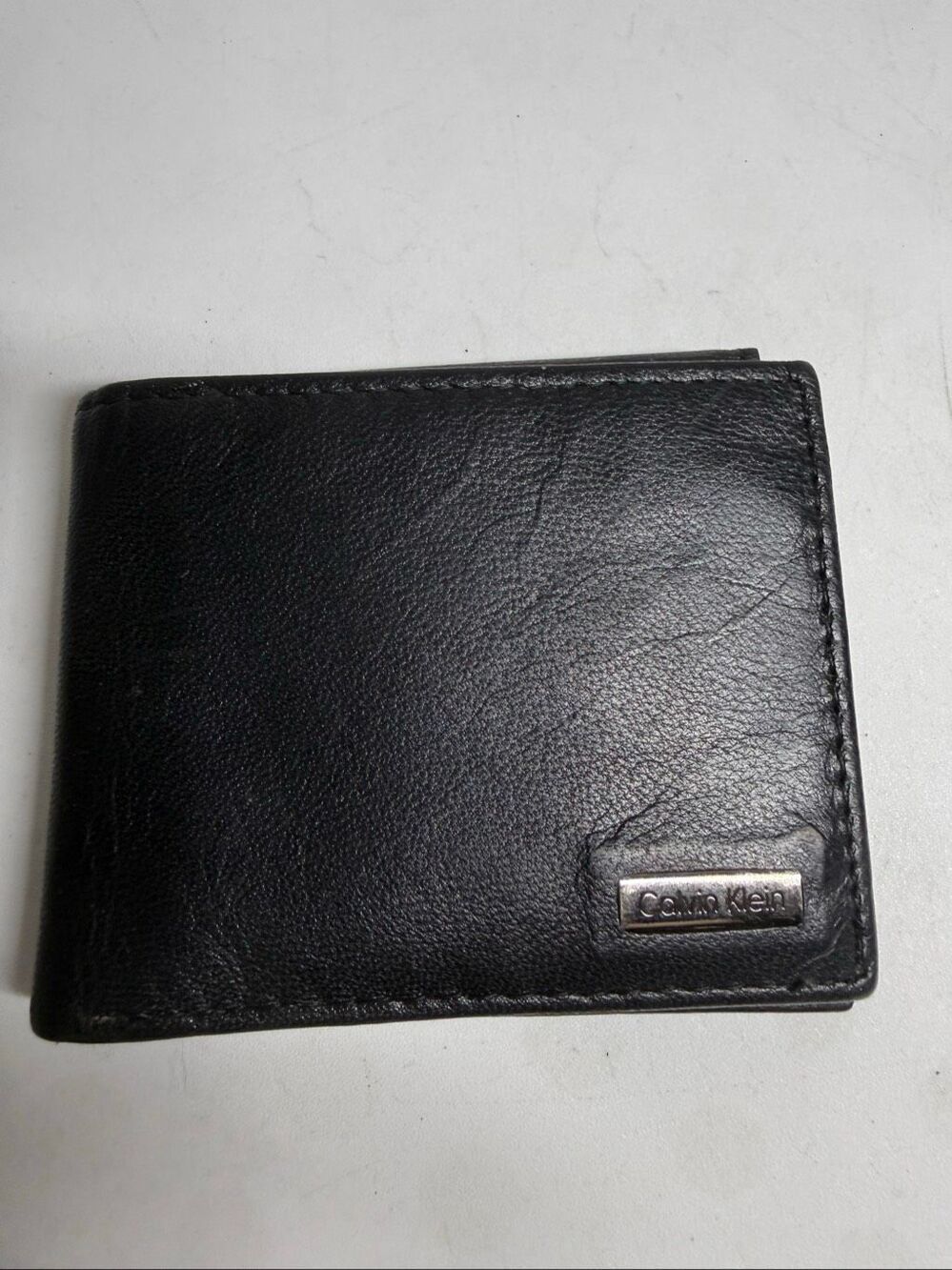 Calvin Klein Black Leather Bifold Wallet Men’s Designer Card Holder